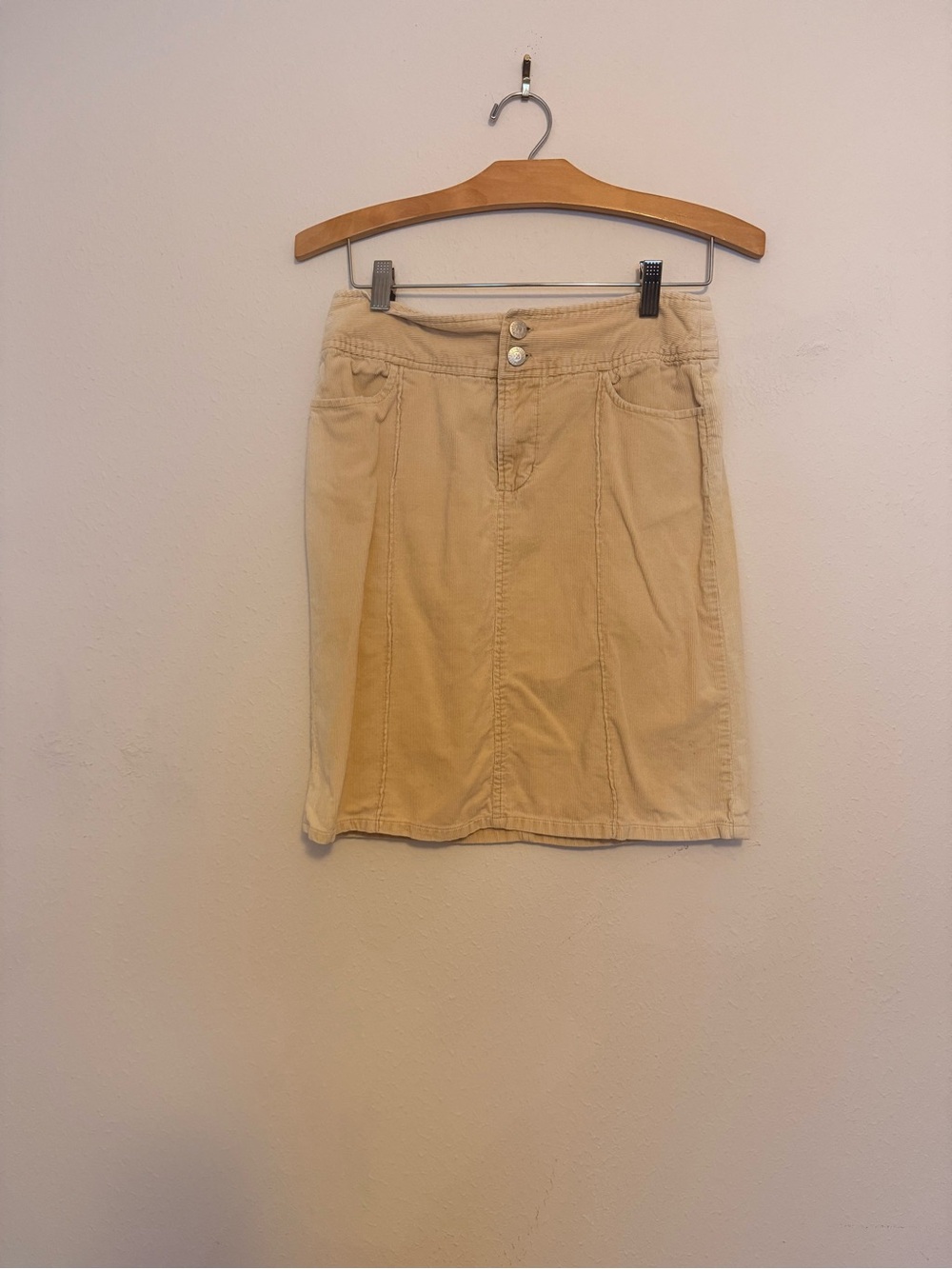 Blue Asphalt Cream Mini Skirt with Front Seams